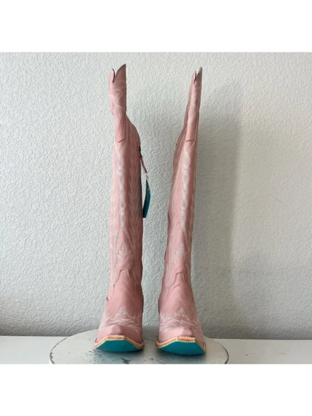 Lane LEXINGTON Over the Knee Pink Cowboy Boots Western Cowgirl Snip Toe Tall 7.5